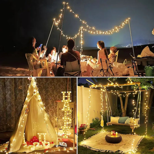 Solar Mini Bulb Fairy String Lights - Warm Decorative Glow for Home & Garden