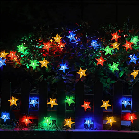 Solar Star Fairy String Lights - Twinkling Outdoor Decor for Garden & Patio