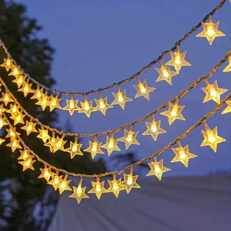 Solar Star Fairy String Lights - Twinkling Outdoor Decor for Garden & Patio