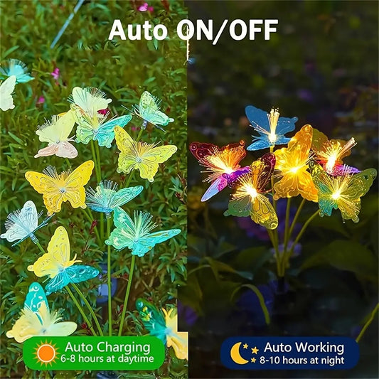 Solar Fiber Optic Butterfly Garden Stake Lights – Create Magical Glowing Butterflies in Your Yard