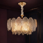 Floral Veined Glass Chandelier styled in a deep plum interior