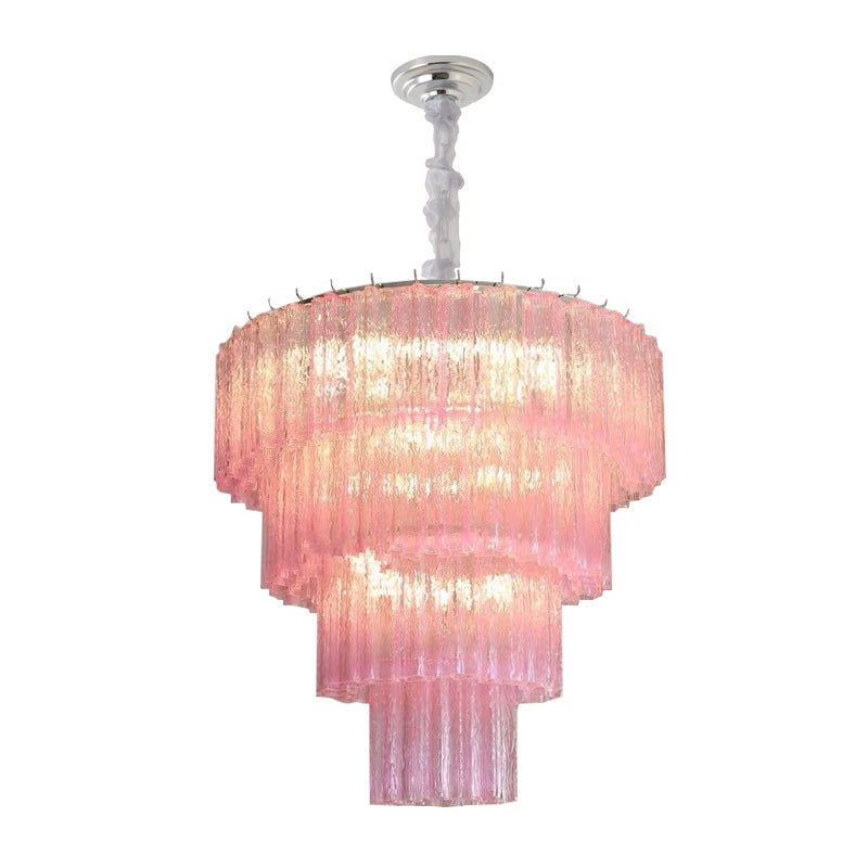 Murano-Style Glass Chandelier — Model 5682, Chrome with Pink finish option