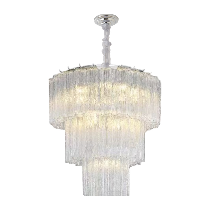 Murano-Style Glass Chandelier — Model 5682, Chrome with Clear finish option