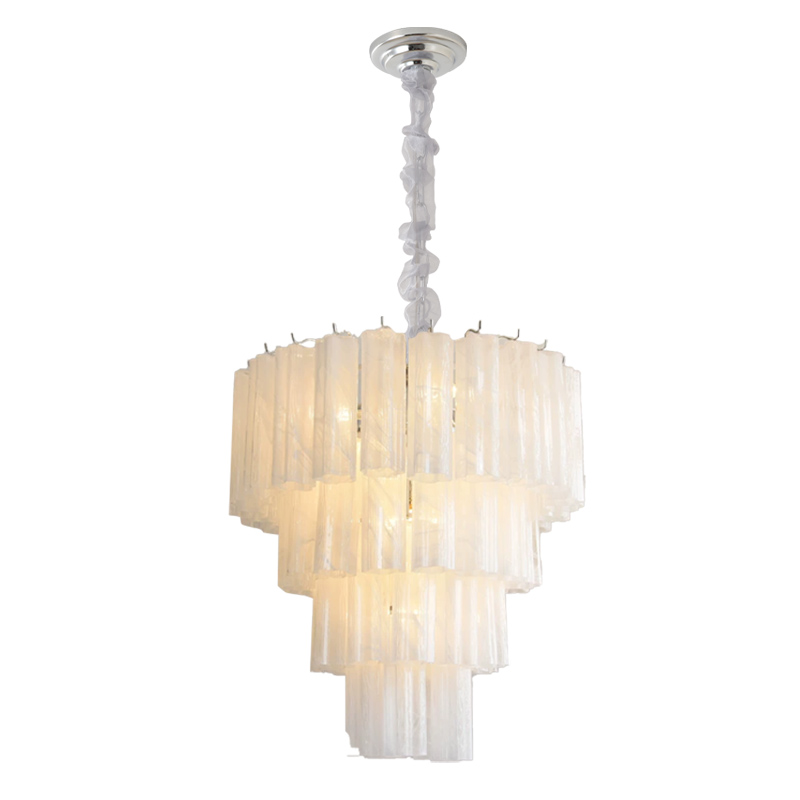 Murano-Style Glass Chandelier — Model 5682, Chrome with Cloud finish option