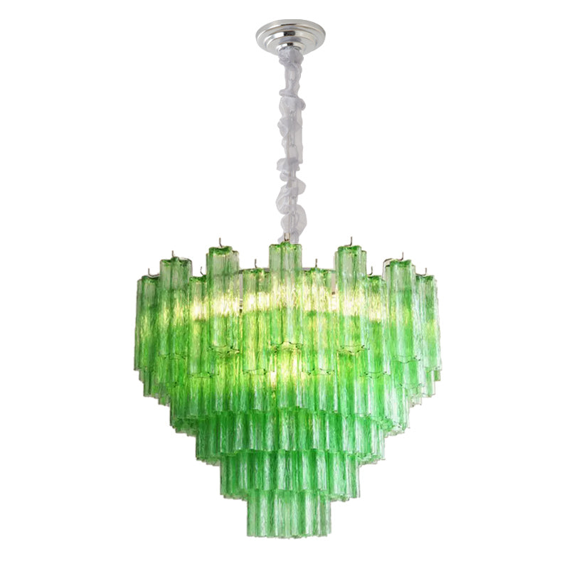 Murano-Style Glass Chandelier — Model 5683, Chrome with Green finish option