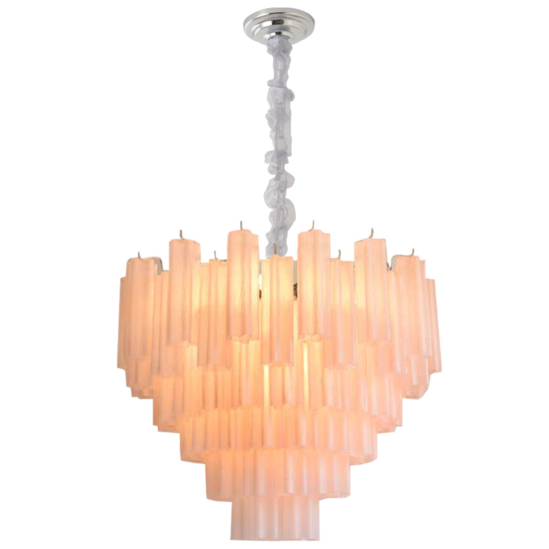 Murano-Style Glass Chandelier — Model 5683, Chrome with Frosted pink finish option