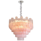 Murano-Style Glass Chandelier — Model 5683, Chrome with Light pink finish option