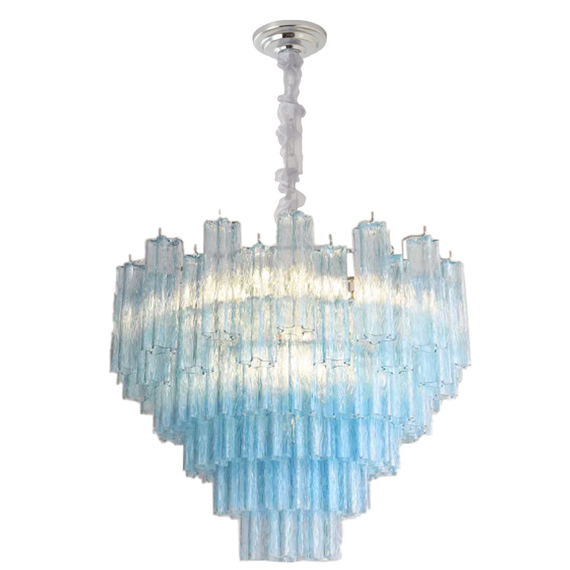 Murano-Style Glass Chandelier — Model 5683, Chrome with Sky blue finish option