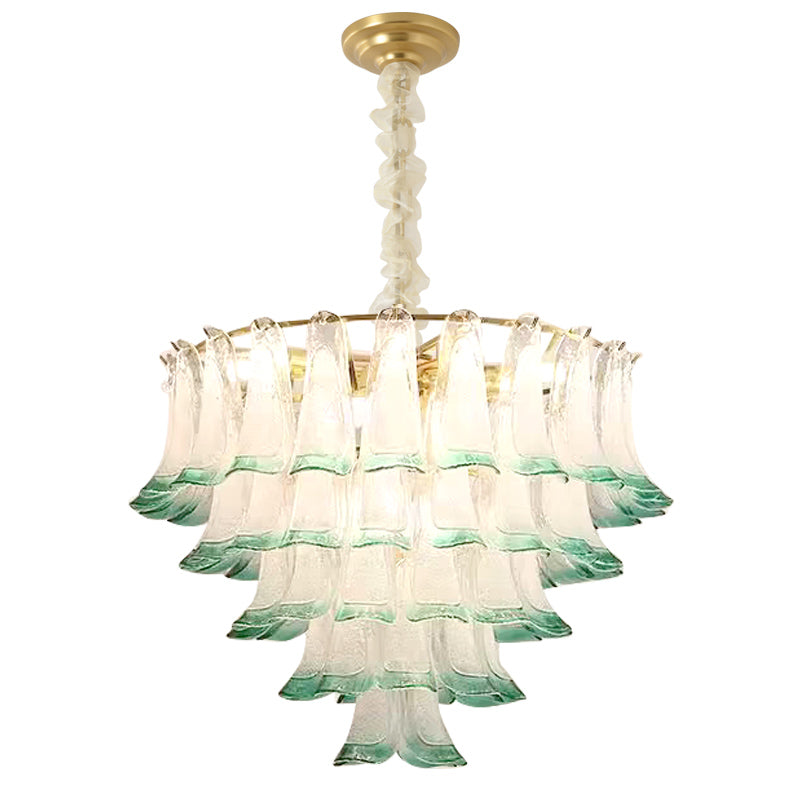 Murano-Style Glass Chandelier — Model 5684, Natural copper with Peacock green finish option