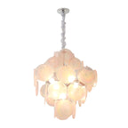 Murano-Style Glass Chandelier — Model 5685, Chrome with Mauve pink finish option