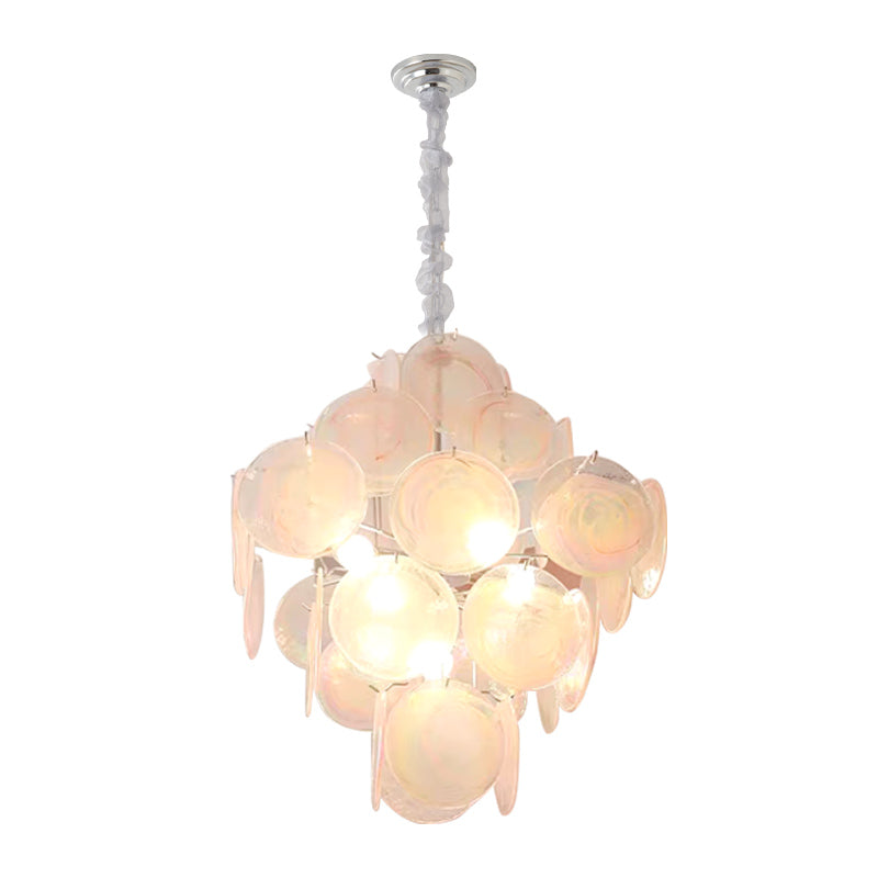 Murano-Style Glass Chandelier — Model 5685, Chrome with Mauve pink finish option