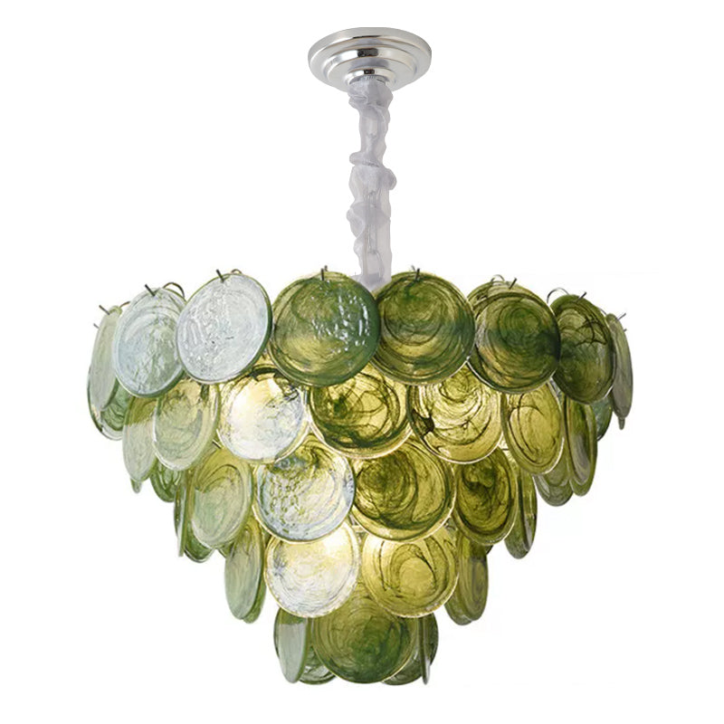 Murano-Style Glass Chandelier — Model 5685, Chrome with Dark green finish option