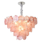 Murano-Style Glass Chandelier — Model 5685, Chrome with Burgundy finish option