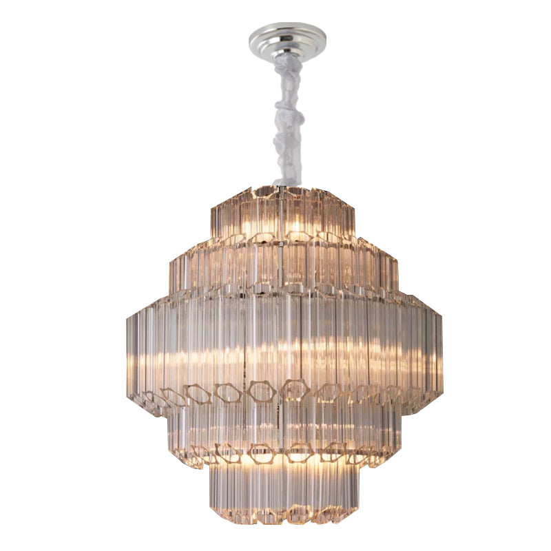 Murano-Style Glass Chandelier — Model 5686, Chrome with Clear finish option