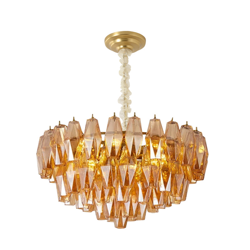 Murano-Style Glass Chandelier — Model 5687, Natural copper with Amber finish option