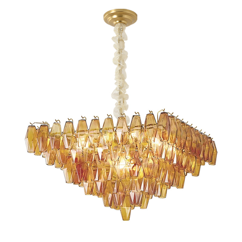 Murano-Style Glass Chandelier — Model 5688, Natural copper with Amber finish option