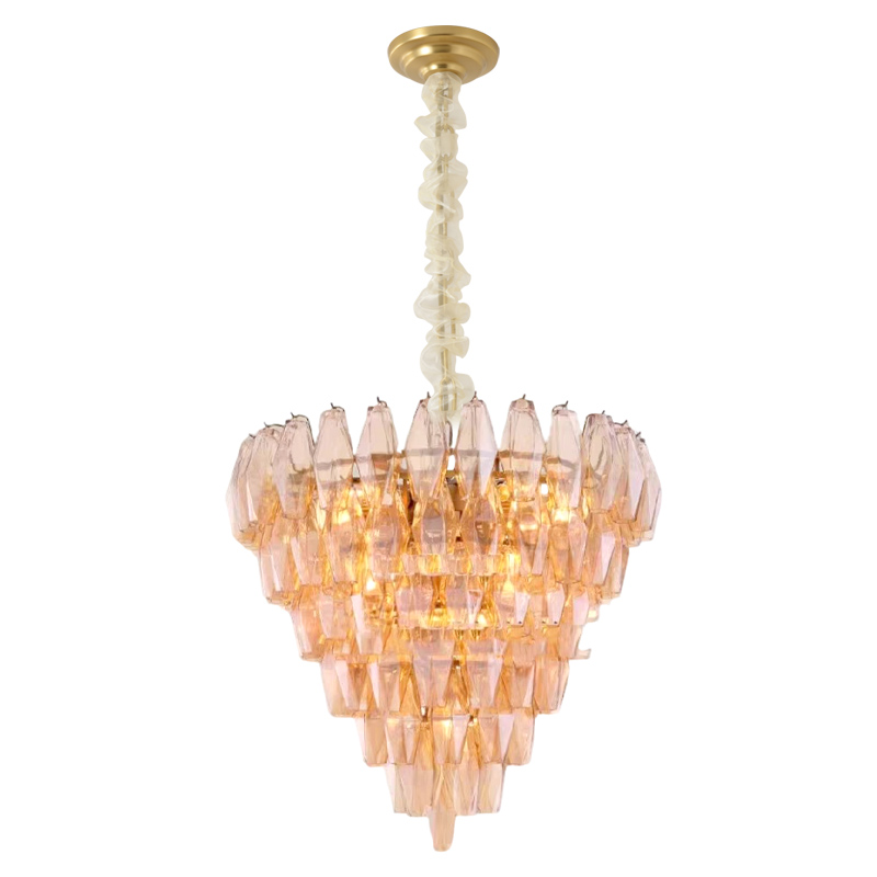 Murano-Style Glass Chandelier — Model 5690, Natural copper with Amber finish option