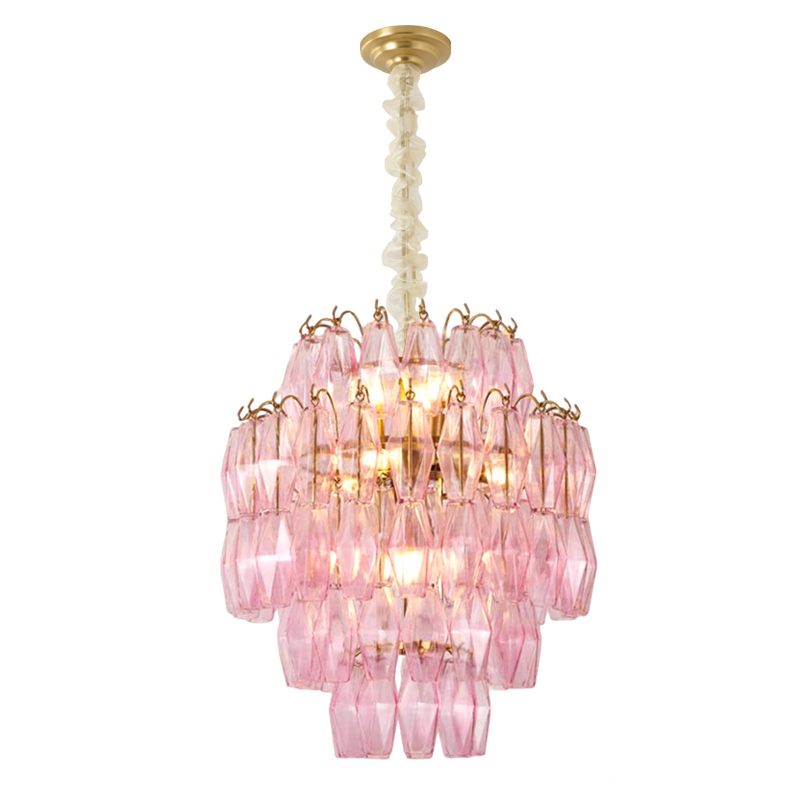 Murano-Style Glass Chandelier — Model 5691, Natural copper with Pink finish option