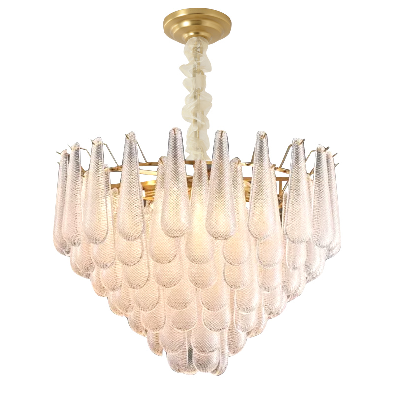Murano-Style Glass Chandelier — Model 5692, Natural copper finish option