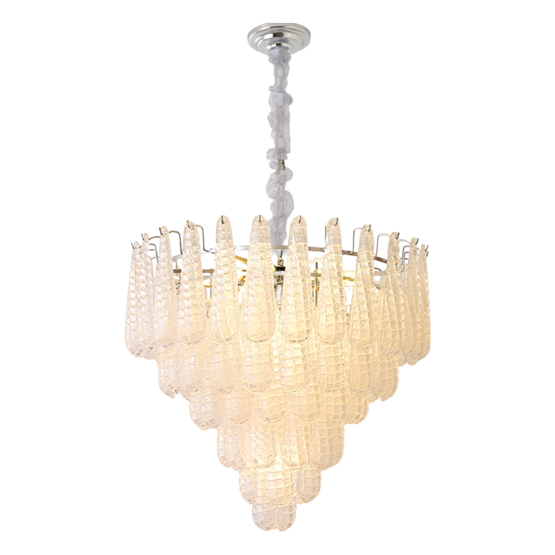 Murano-Style Glass Chandelier — Model 5695, Chrome with Clear finish option