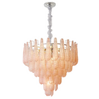Murano-Style Glass Chandelier — Model 5695, Chrome with Pink finish option