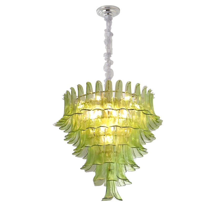 Murano-Style Glass Chandelier — Model 5696, Chrome with Green finish option