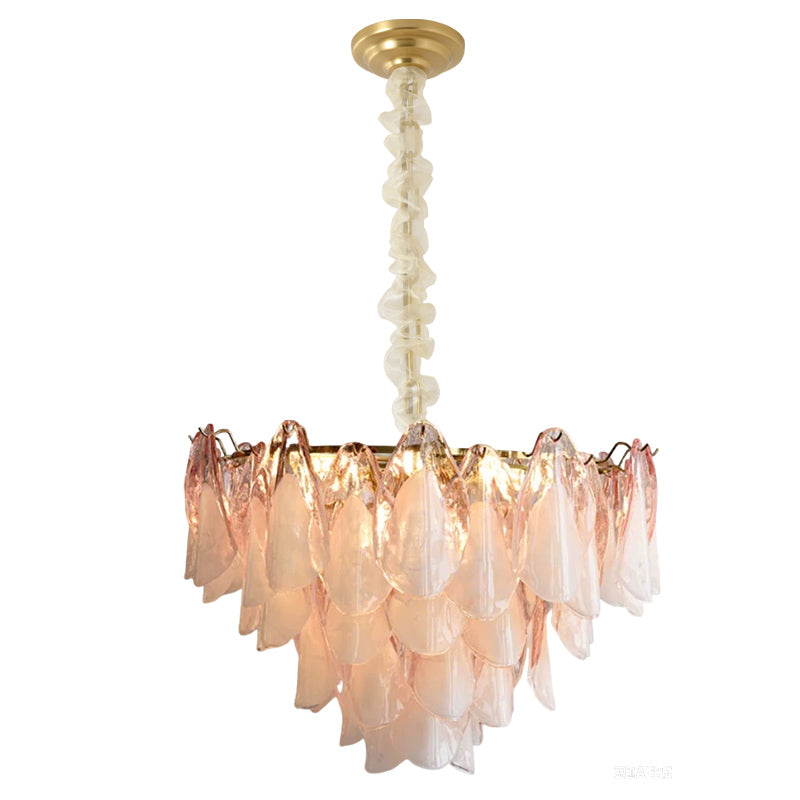 Murano-Style Glass Chandelier — Model 5699, Natural copper with Pink finish option