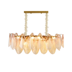 Murano-Style Linear Glass Chandelier — Model 5699 Long Pendant, Natural copper with Pink finish option
