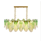Murano-Style Linear Glass Chandelier — Model 5699 Long Pendant, Natural copper with Green finish option