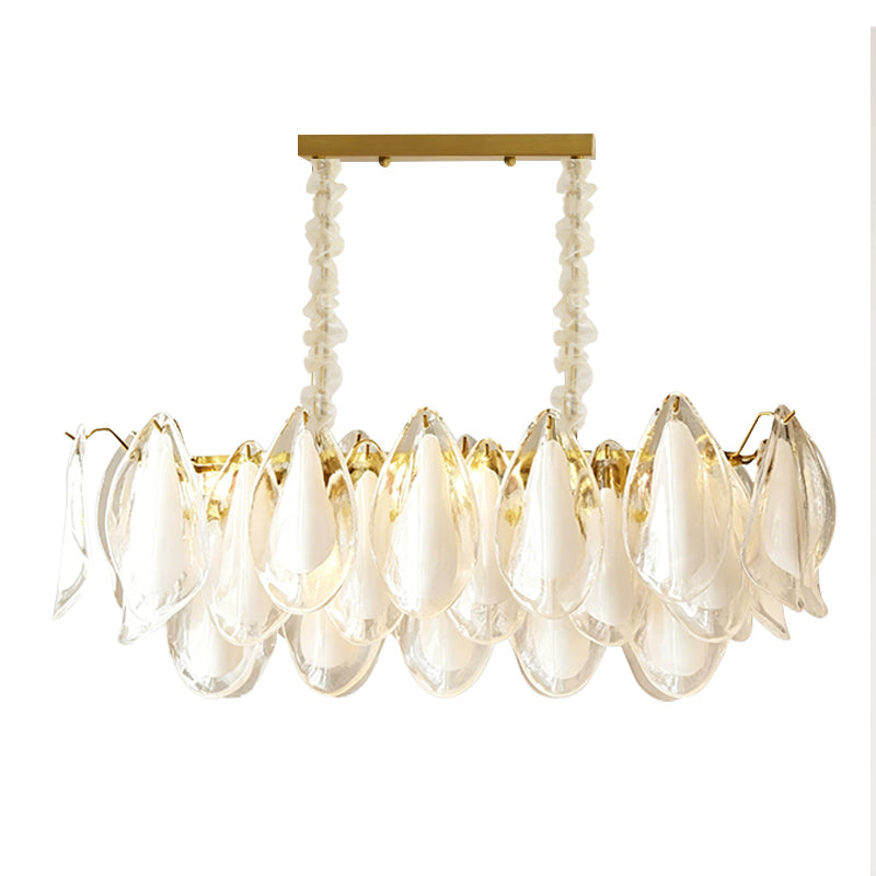 Murano-Style Linear Glass Chandelier — Model 5699 Long Pendant, Natural copper with Clear finish option
