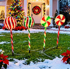 Red and green lollipop stake light 15cm for Christmas garden decor - product shot
