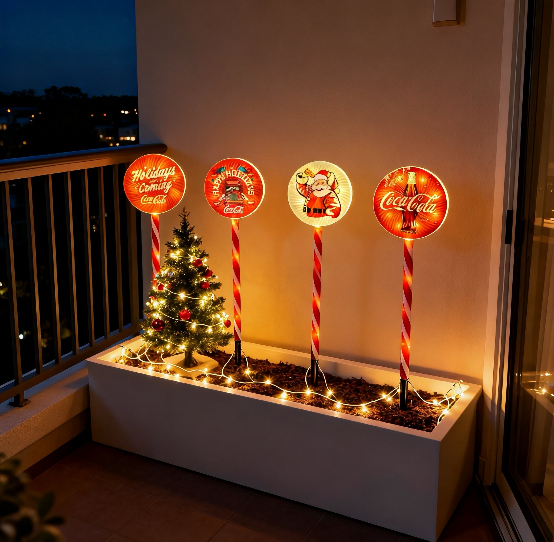 Coke swirl pattern lollipop stake light 15cm outdoor - product shot