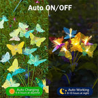 Solar Fiber Optic Butterfly Garden Stake Lights shown as solar garden stake lights for outdoor display