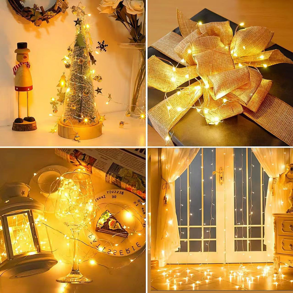 Solar Copper Wire Fairy Lights shown as solar string lights for outdoor decoration