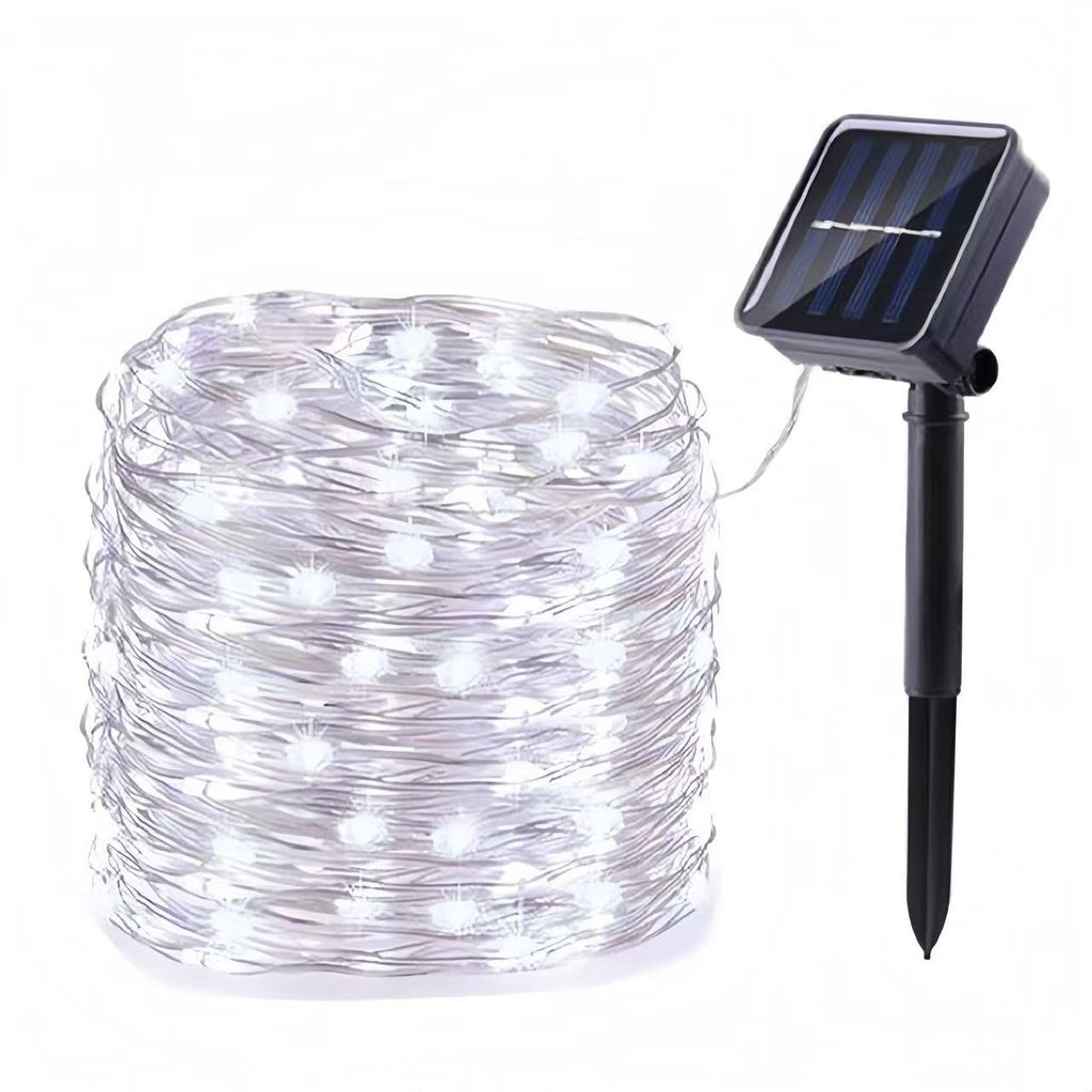 Solar Copper Wire Fairy Lights shown as solar string lights for outdoor decoration