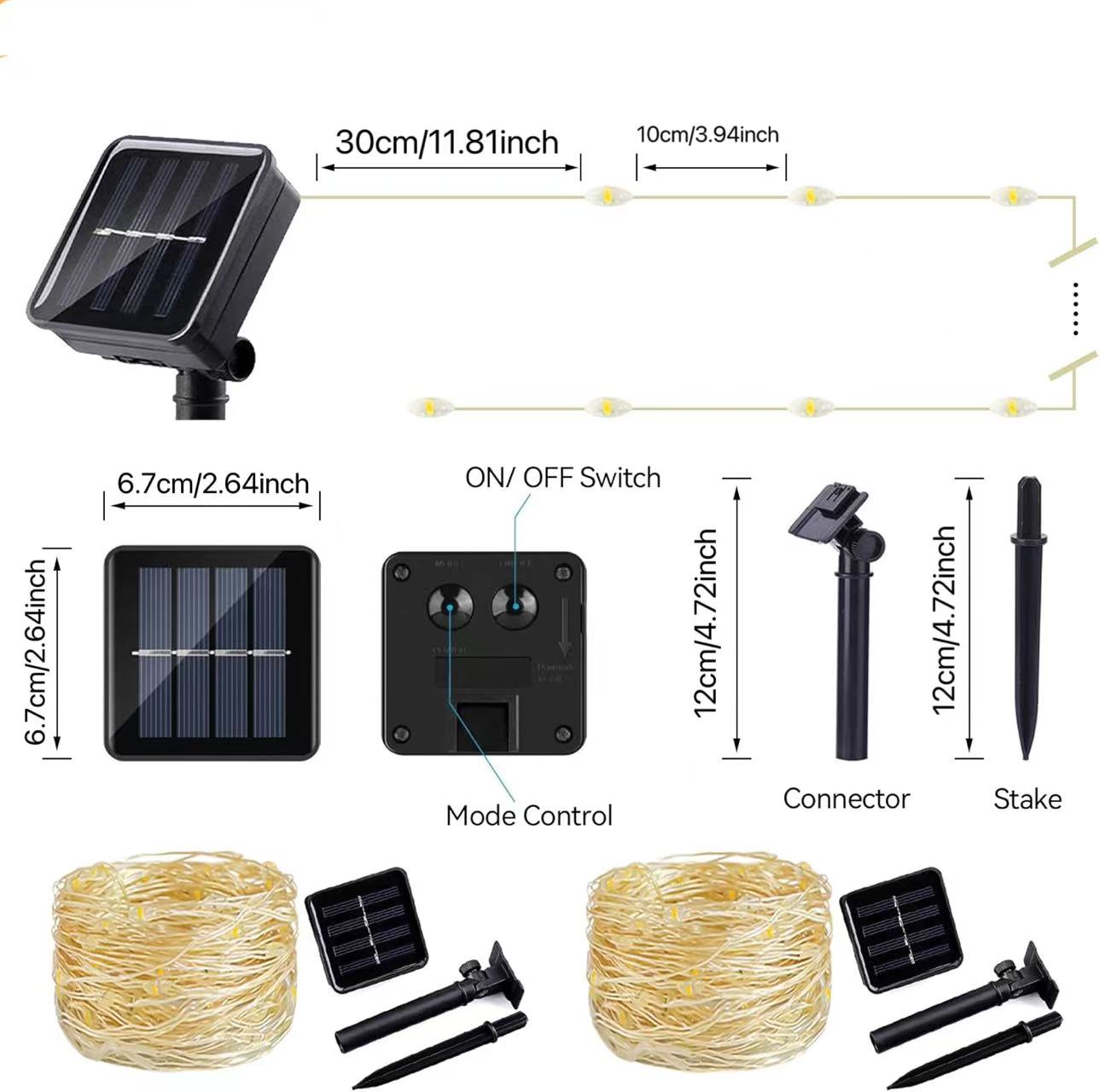 Solarbetriebene Lichterketten aus Kupferdraht – Dekoration für Außenbereich, Terrasse und Garten