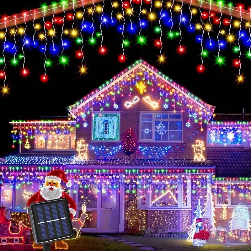Solar-Lichterkette in Eiszapfenform – Winterliche Beleuchtung für Garten und Terrasse