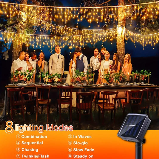 Solar Icicle String Lights - Outdoor Winter Glow for Garden & Patio