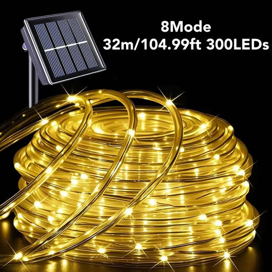Solar-Röhren-Lichterkette – Perfekt für Hausfassaden, Gärten und große Außenbereiche