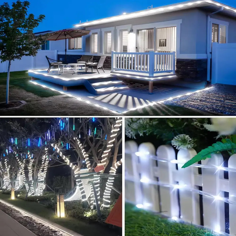 Solar-Röhren-Lichterkette – Perfekt für Hausfassaden, Gärten und große Außenbereiche