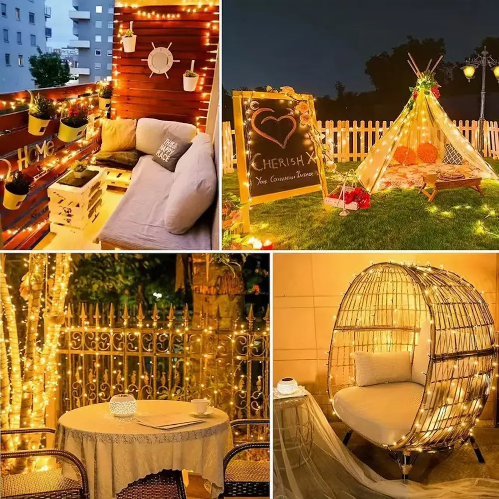 Solar Mini Bulb Fairy String Lights - Warm Decorative Glow for Home & Garden