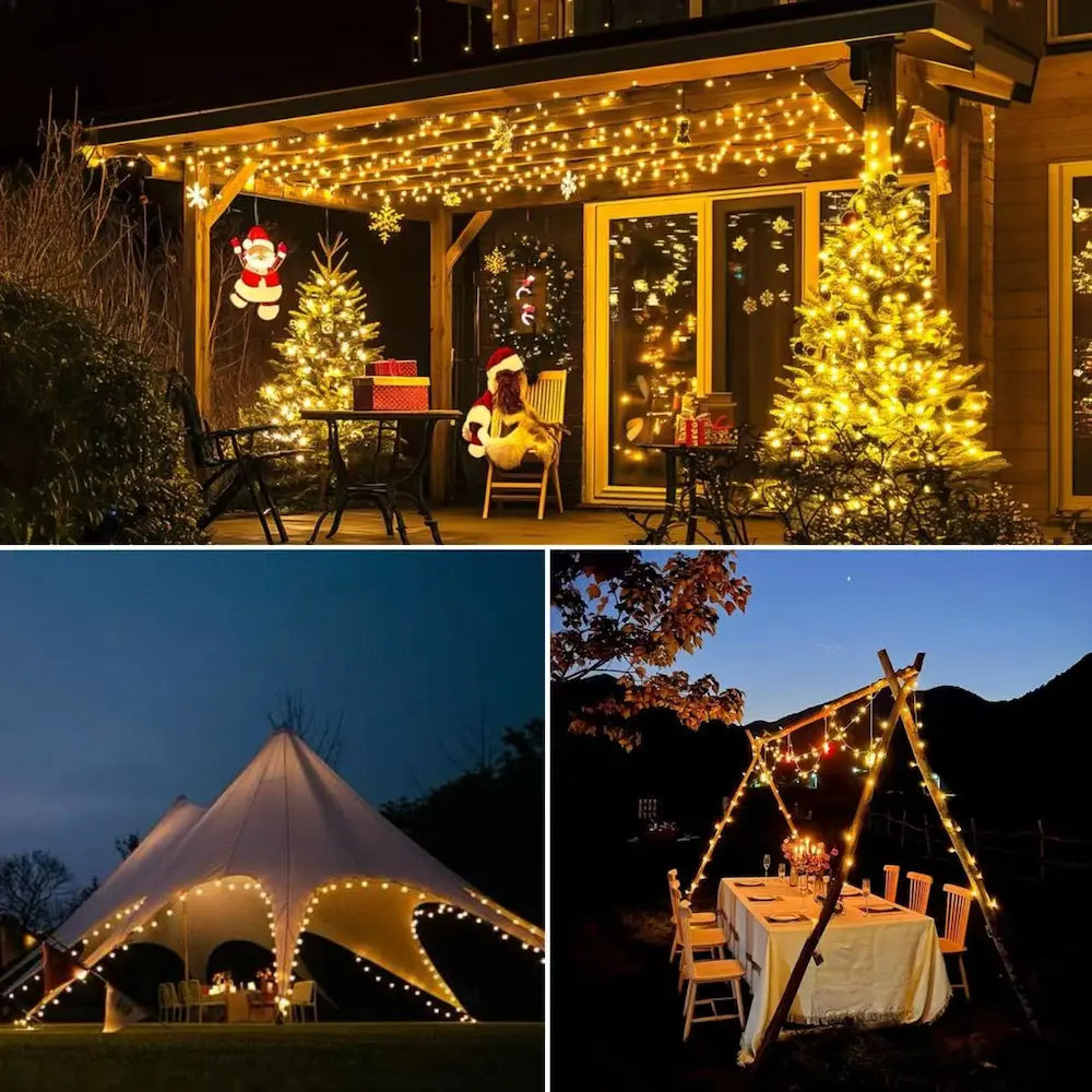 Solar Mini Bulb Fairy String Lights - Warm Decorative Glow for Home & Garden
