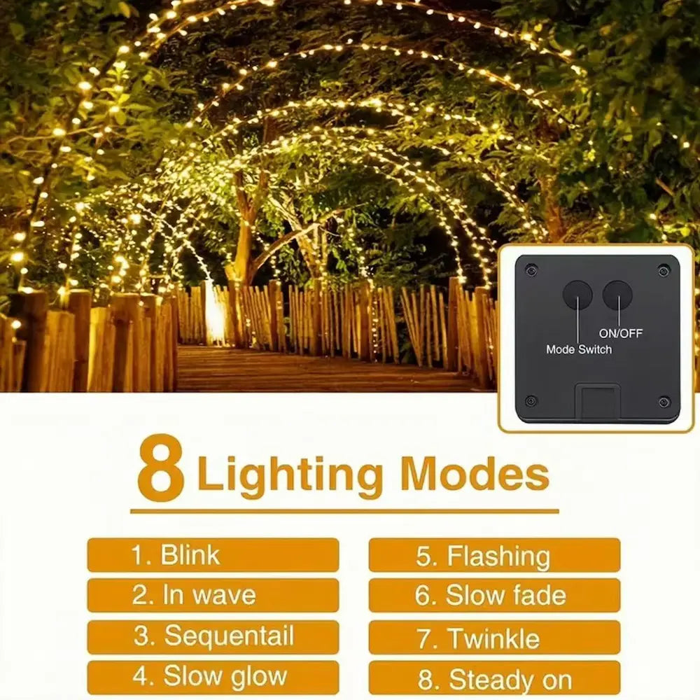 Solar Mini Bulb Fairy String Lights - Warm Decorative Glow for Home & Garden