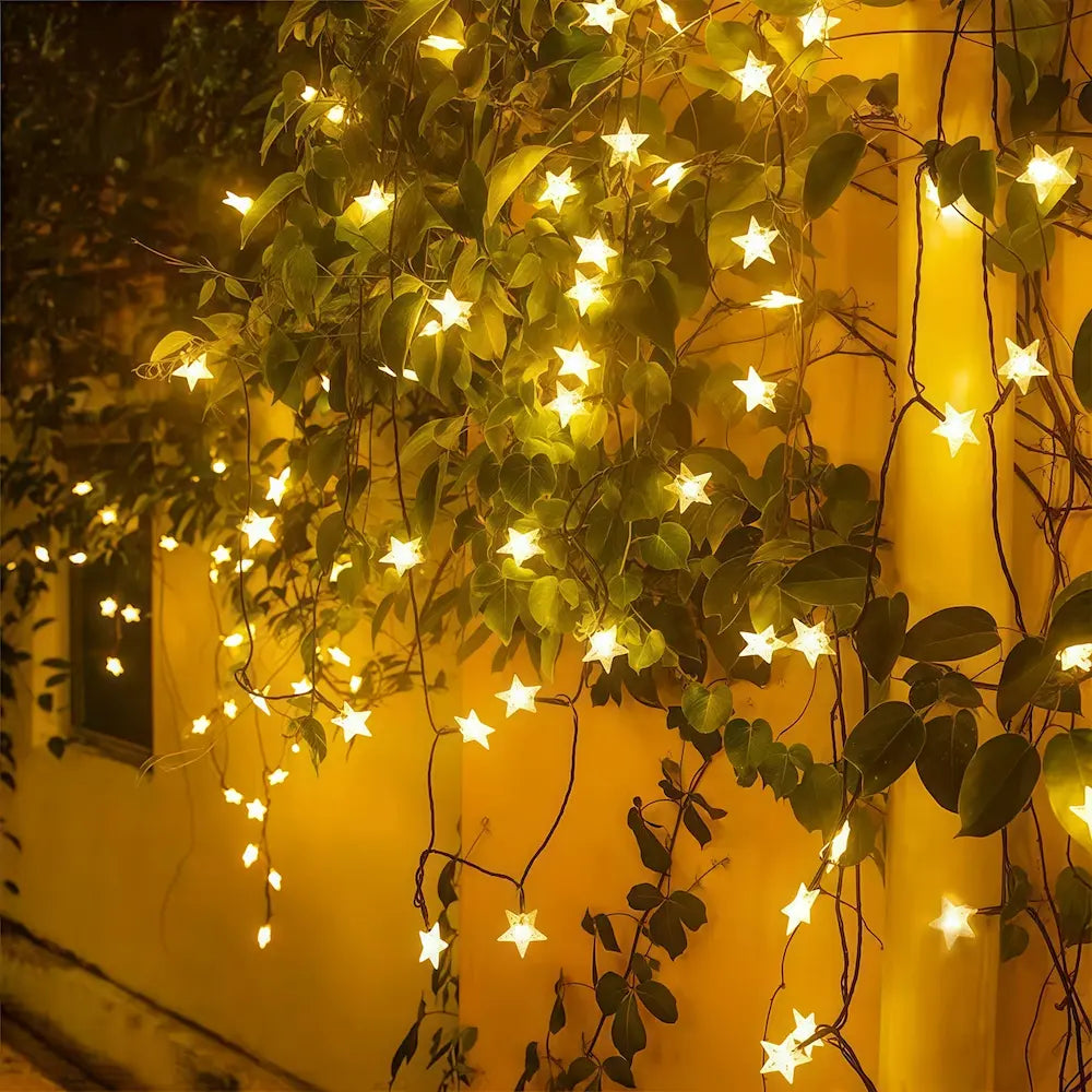 Solar Star Fairy String Lights - Twinkling Outdoor Decor for Garden & Patio