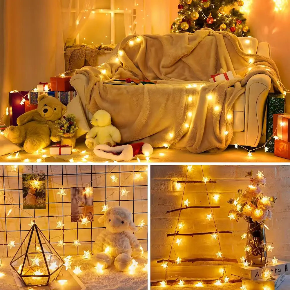 Solar Star Fairy String Lights - Twinkling Outdoor Decor for Garden & Patio