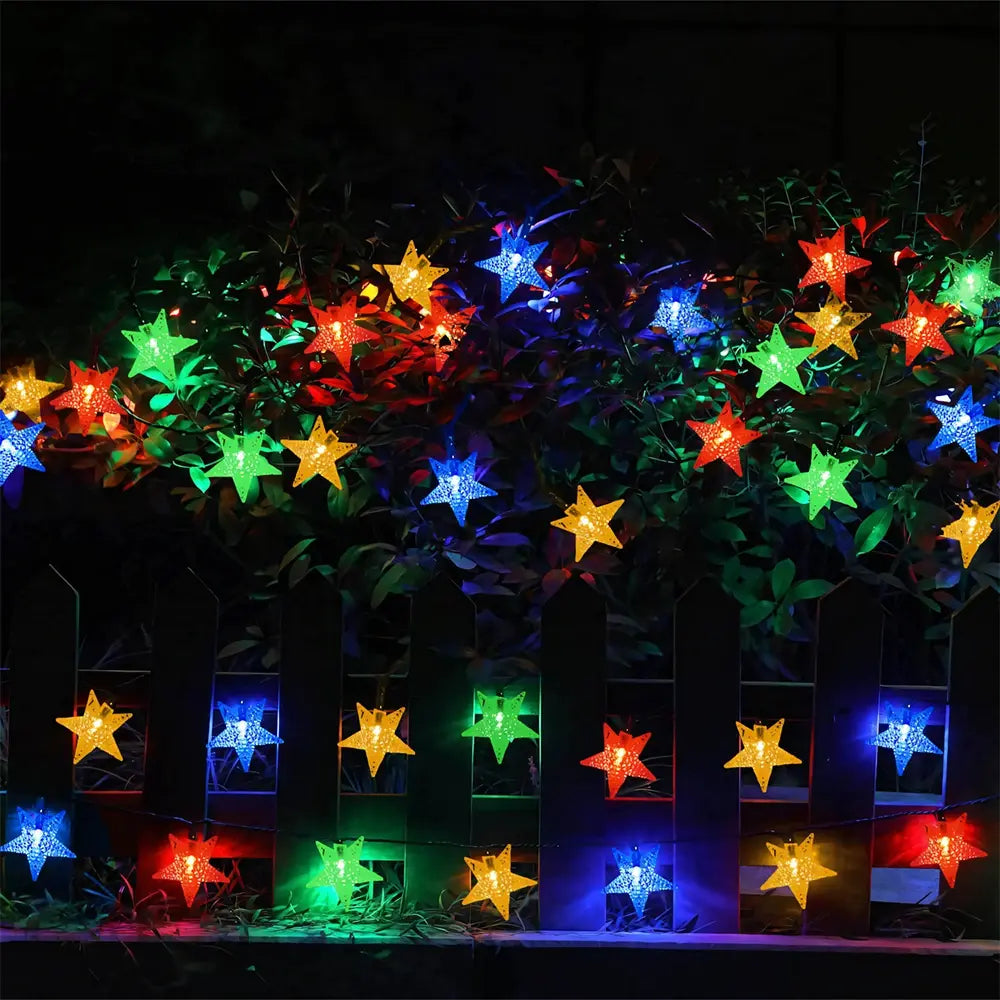 Solar Star Fairy String Lights - Twinkling Outdoor Decor for Garden & Patio