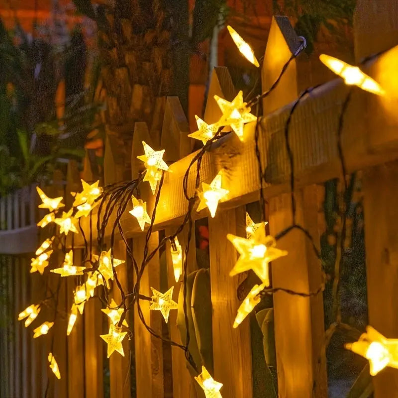 Solar Star Fairy String Lights - Twinkling Outdoor Decor for Garden & Patio