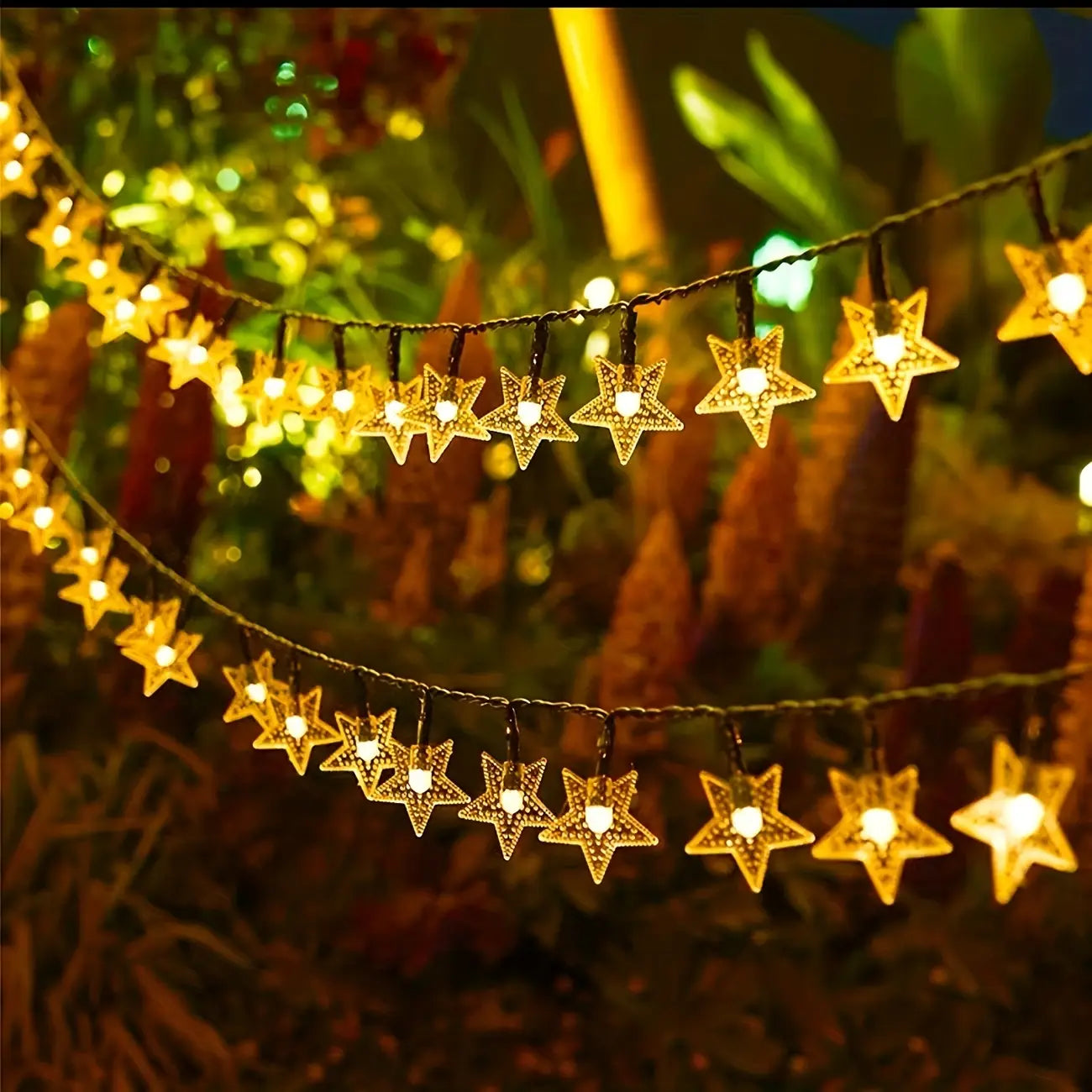 Solar Star Fairy String Lights - Twinkling Outdoor Decor for Garden & Patio