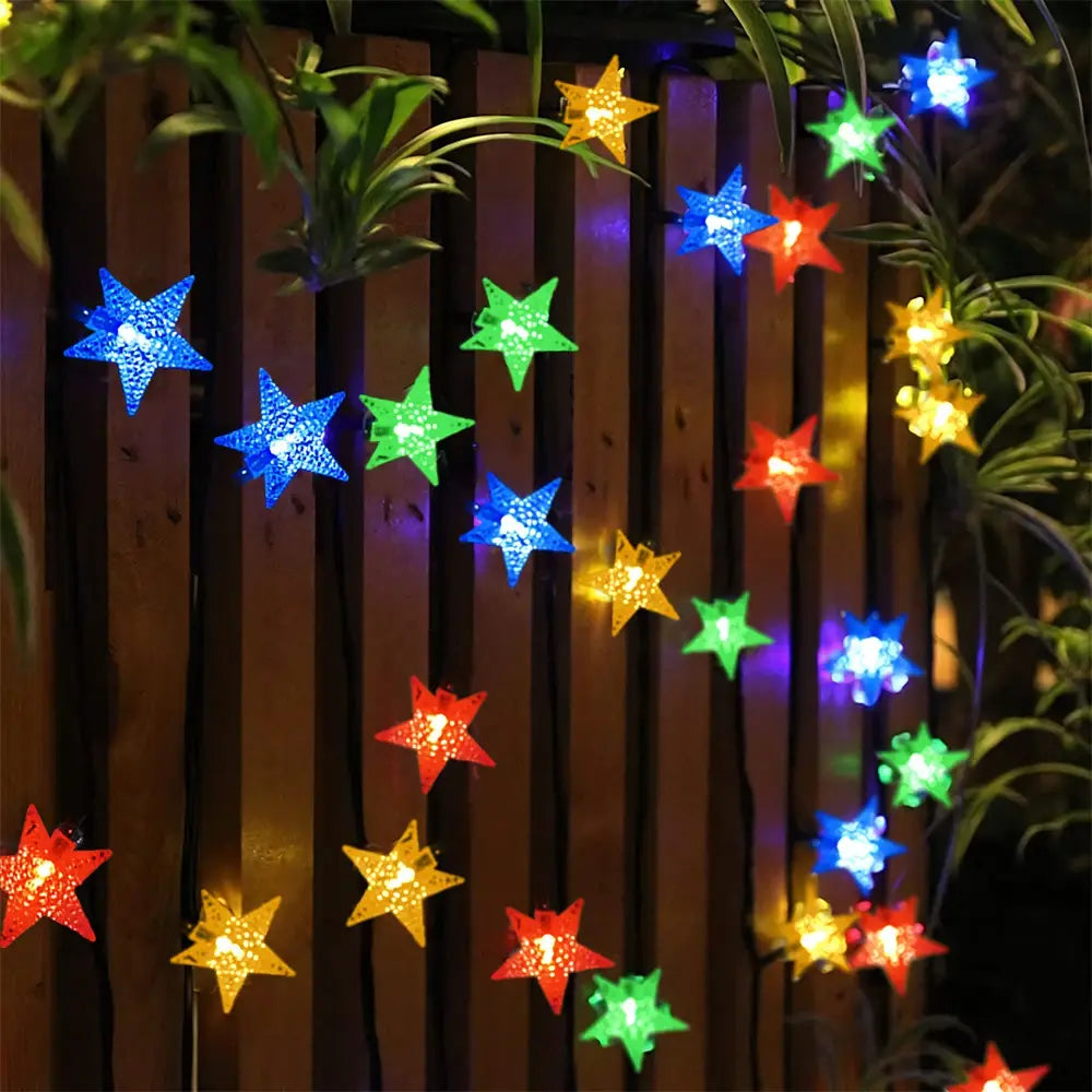 Solar Star Fairy String Lights - Twinkling Outdoor Decor for Garden & Patio