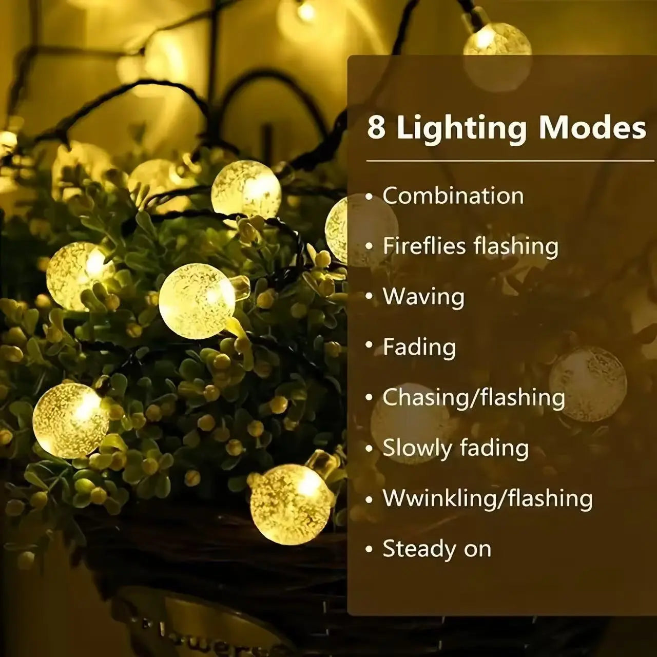 Solar-Lichterkette mit Blasenmuster – Gemütliche Gartendekoration